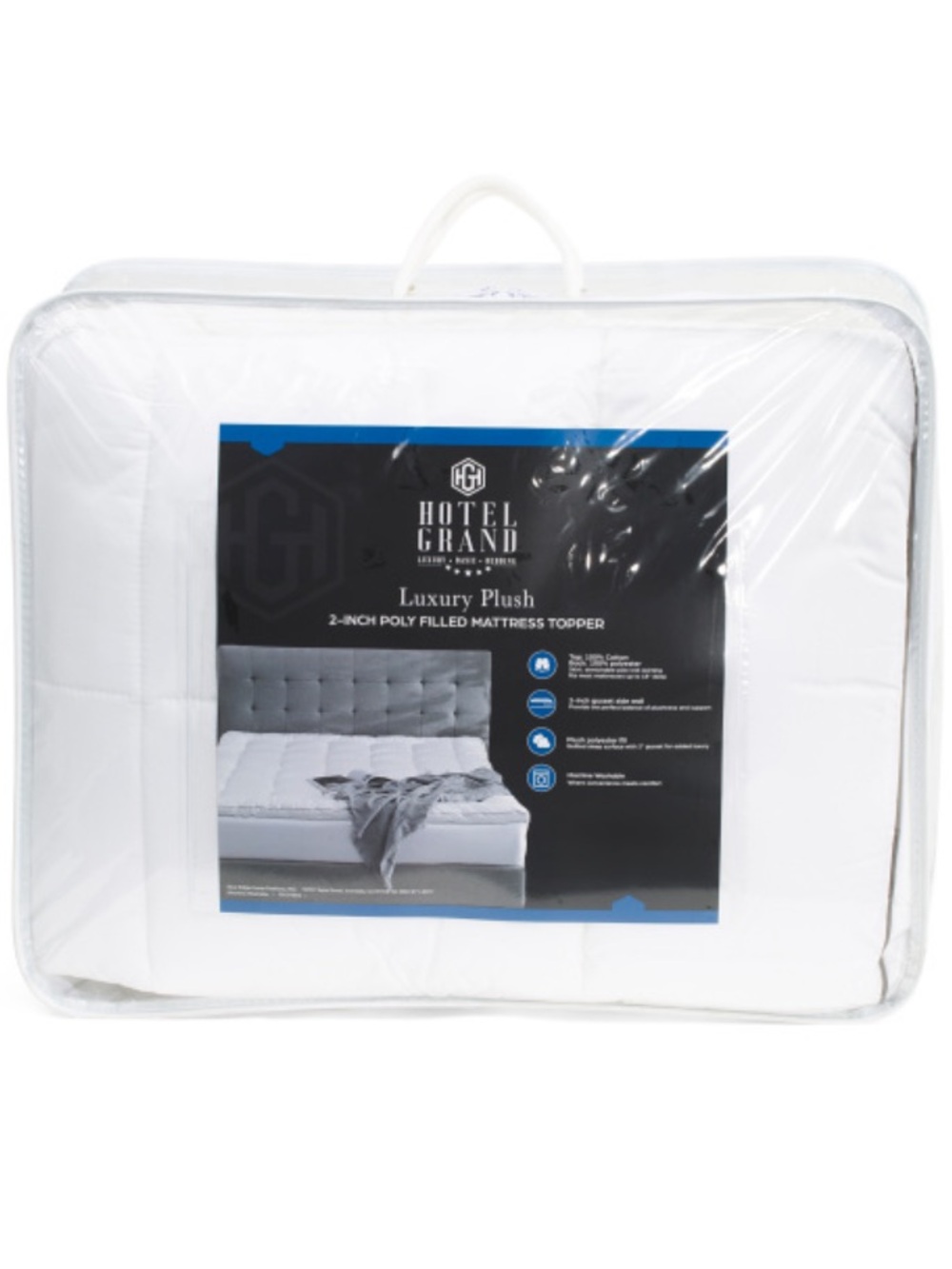 Hotel Grand White Luxury Plush Mattress Pad